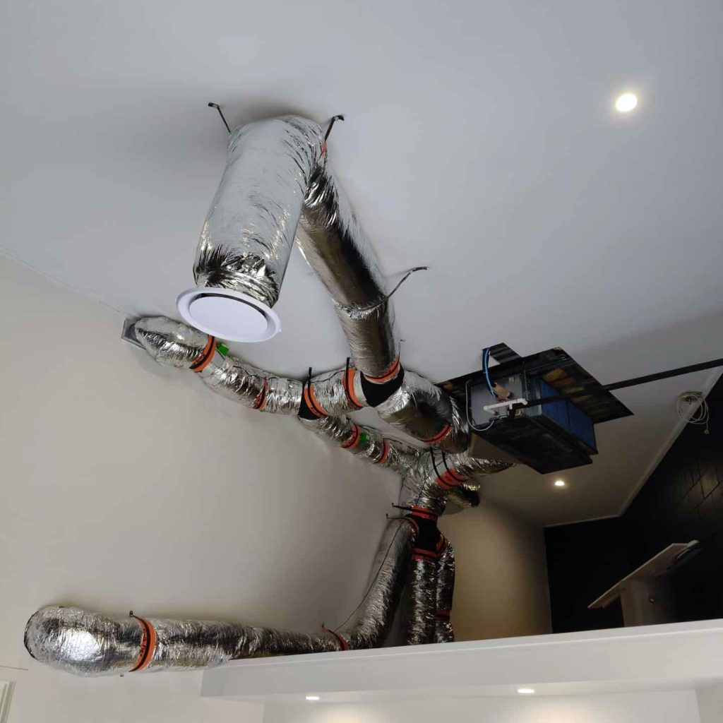 Split-system ducted air conditioning installed in a Gold Coast office building.