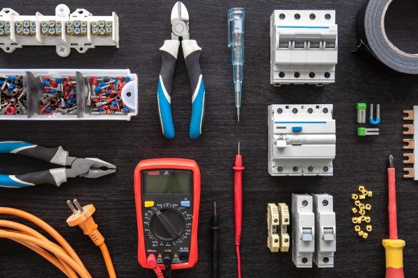 General electrical equipment, including wiring, switches, and outlets, essential for safe and efficient installations.